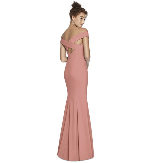 Dessy Collection Off the Shoulder Crossback Gown