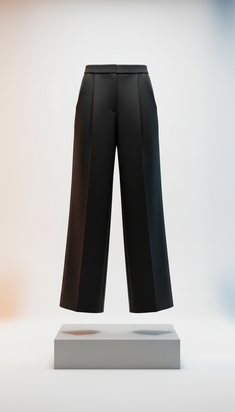 Sculpted Wide-Leg-Hose in Schwarz