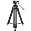 PULUZ Portable Durable Aluminum Alloy Tripod + with Fluid Drag Head for DSLR Camera Photography