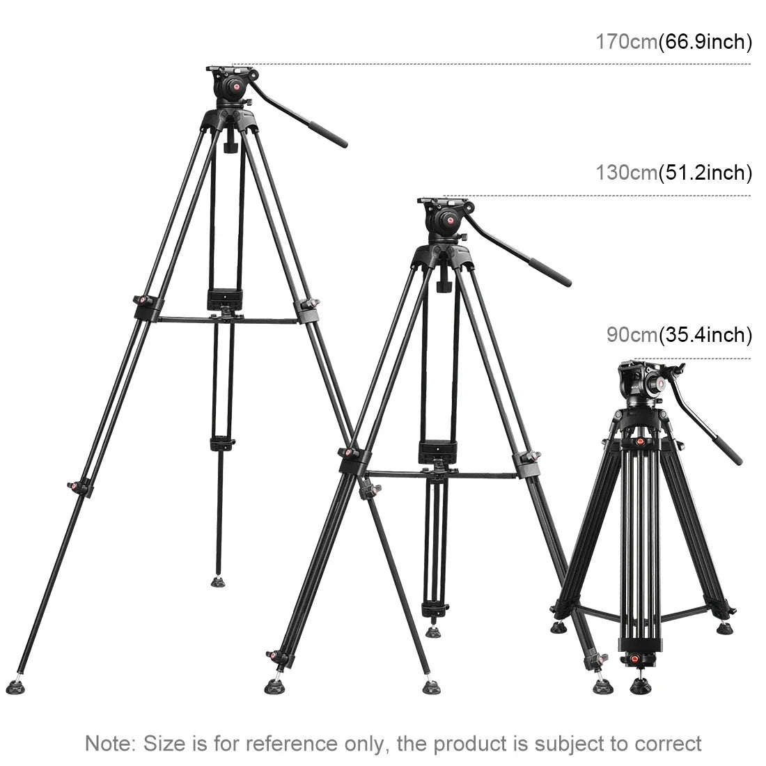 PULUZ Portable Durable Aluminum Alloy Tripod + with Fluid Drag Head for DSLR Camera Photography