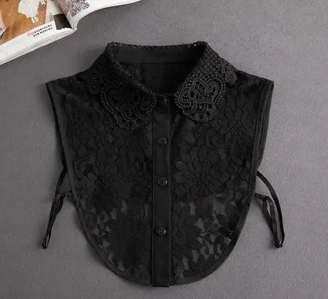 Fashion 2025 Front Tie White Fake Collar for Women Stand Detachable Collar Fake Girls Vintage Lace Ladies False Blouse Collar