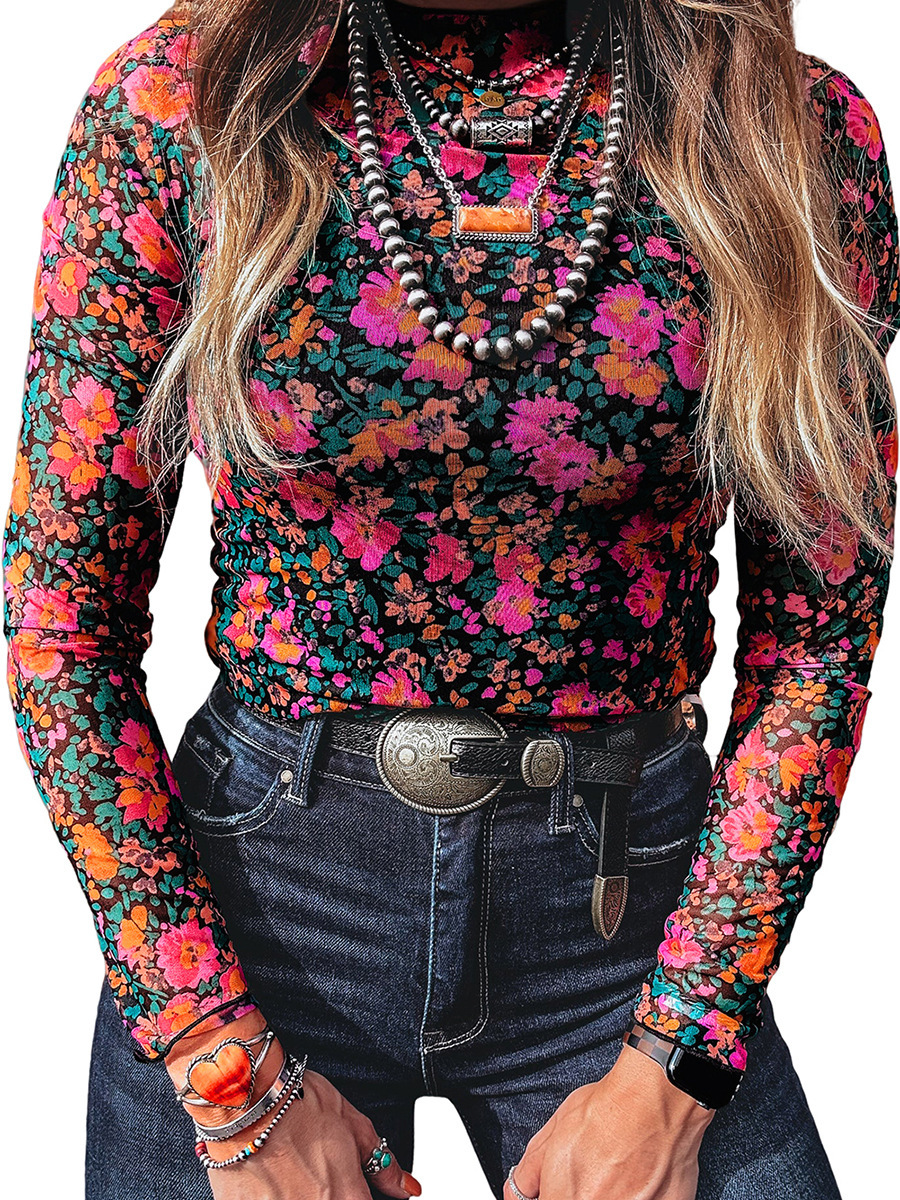 LUNELUX™ Women’s Floral-Print Round-Neck Casual Top