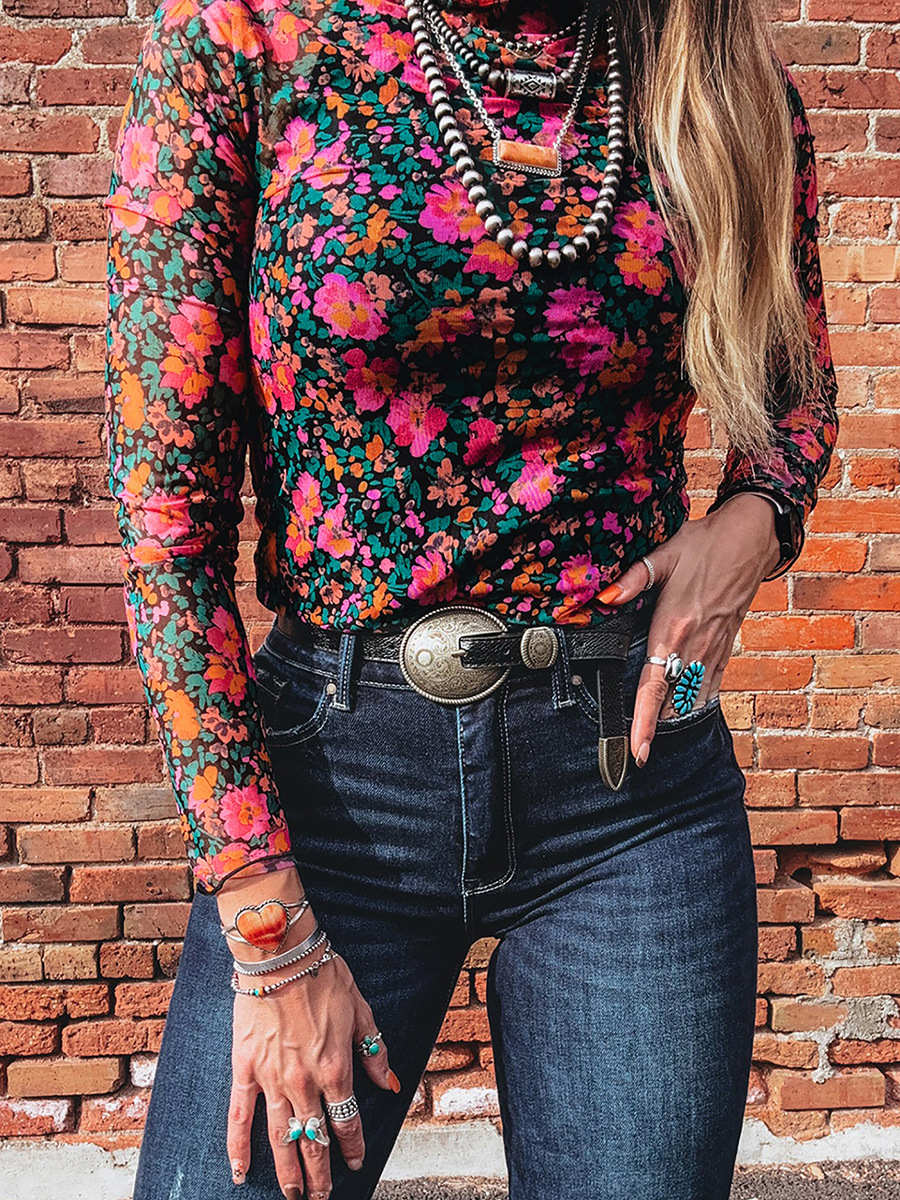 LUNELUX™ Women’s Floral-Print Round-Neck Casual Top