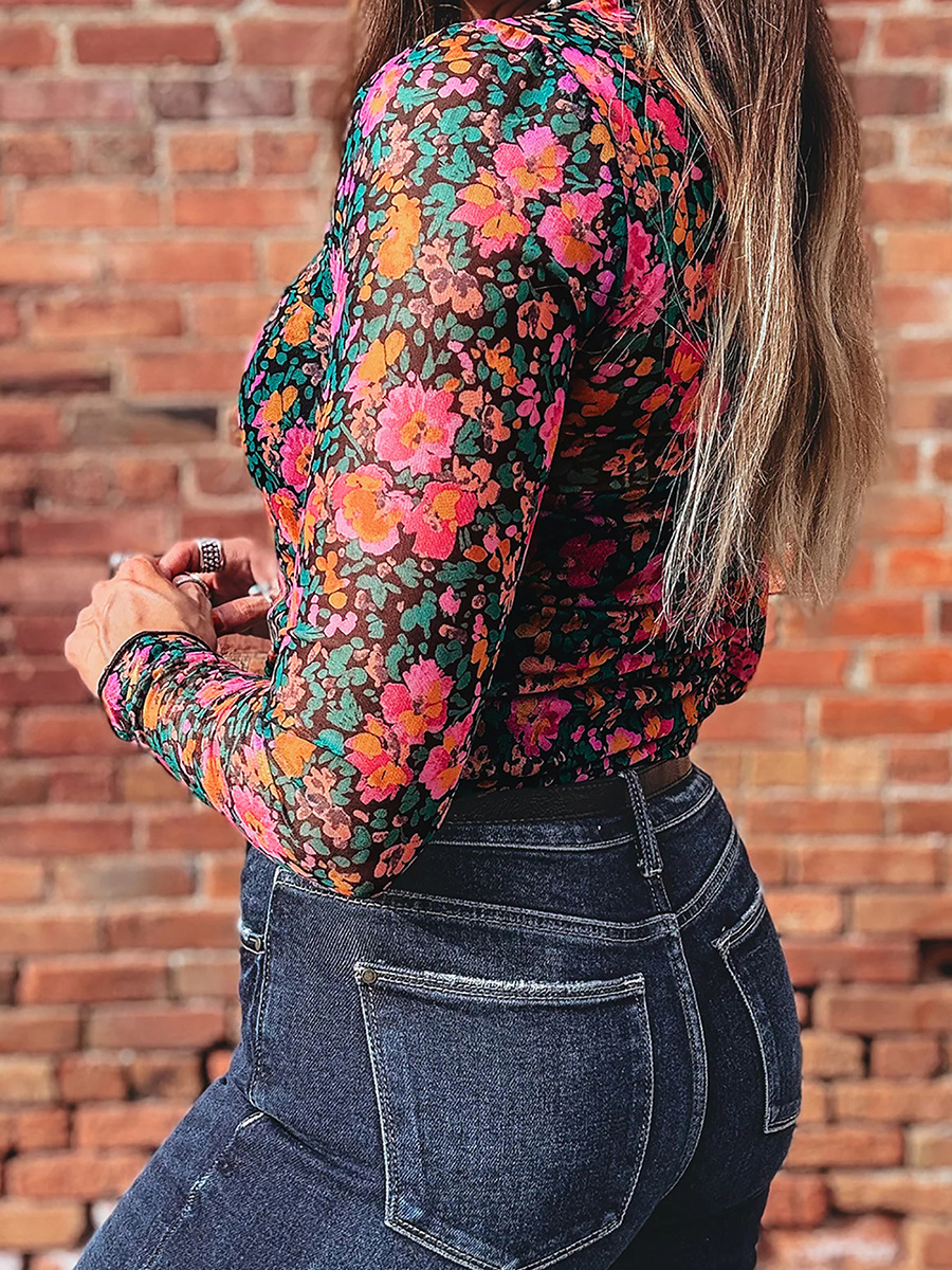 LUNELUX™ Women’s Floral-Print Round-Neck Casual Top